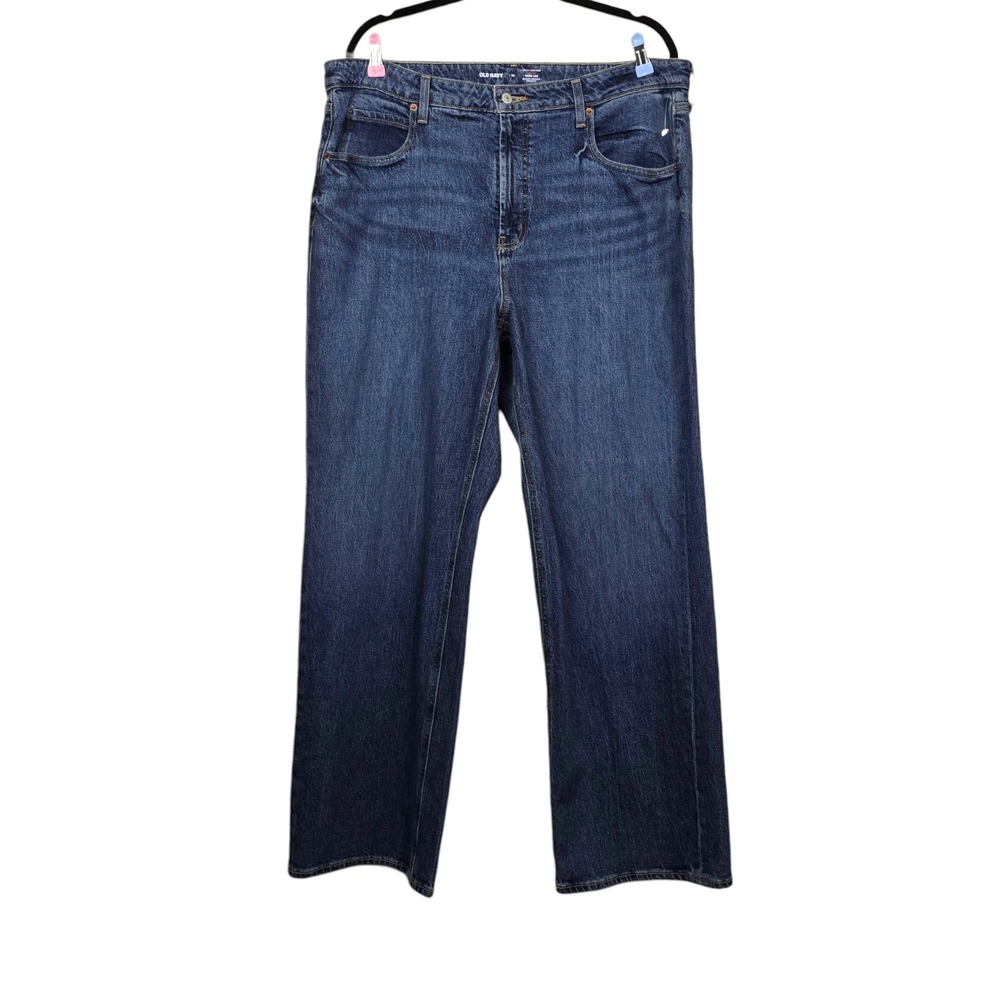 Old Navy Womens Blue Curvy Extra High Rise Wide Leg Denim Jeans Size 16 NWOT